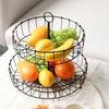Nordics Wrought Iron Double Tiered Fruit Bowl For Kitchen Countertop Ventilated Storage Basket for Snacks Candy