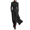 Women's Spring/Autumn High Neck Long Sleeve Solid Color Cross Dress, EU Size 2025.