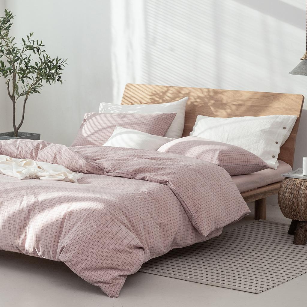 Class A Washed Cotton 4-piece Set King Duvet Cover Queen Size Option Pure Cotton Bed Sheet Pillows Zipper Closure Solid Color EU