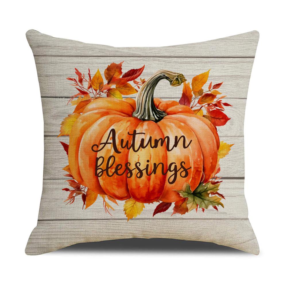 Autumn New Maple Leaf Pumpkin Pillowcase Farmhouse Harvest Atmosphere Layout Linen Pillowcase Living Room Sofa Pillowcase