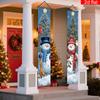 Merry Christmas Door Banner Couple Snowman Snowy Tree Scenes 1 Pair Indoor Outdoor Decor
