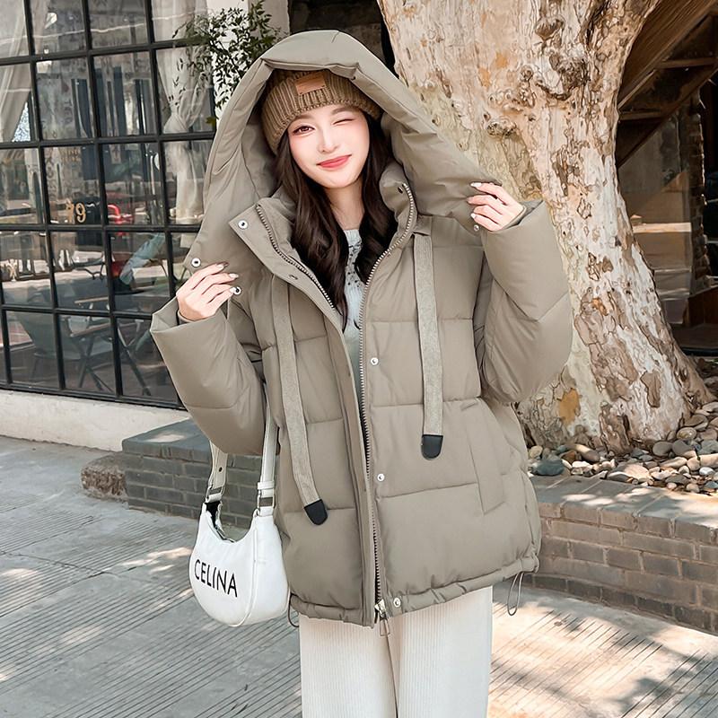 2025 new women's short loose bread clothes cotton clothes winter fashion hooded thickened cotton clothes warm jacket