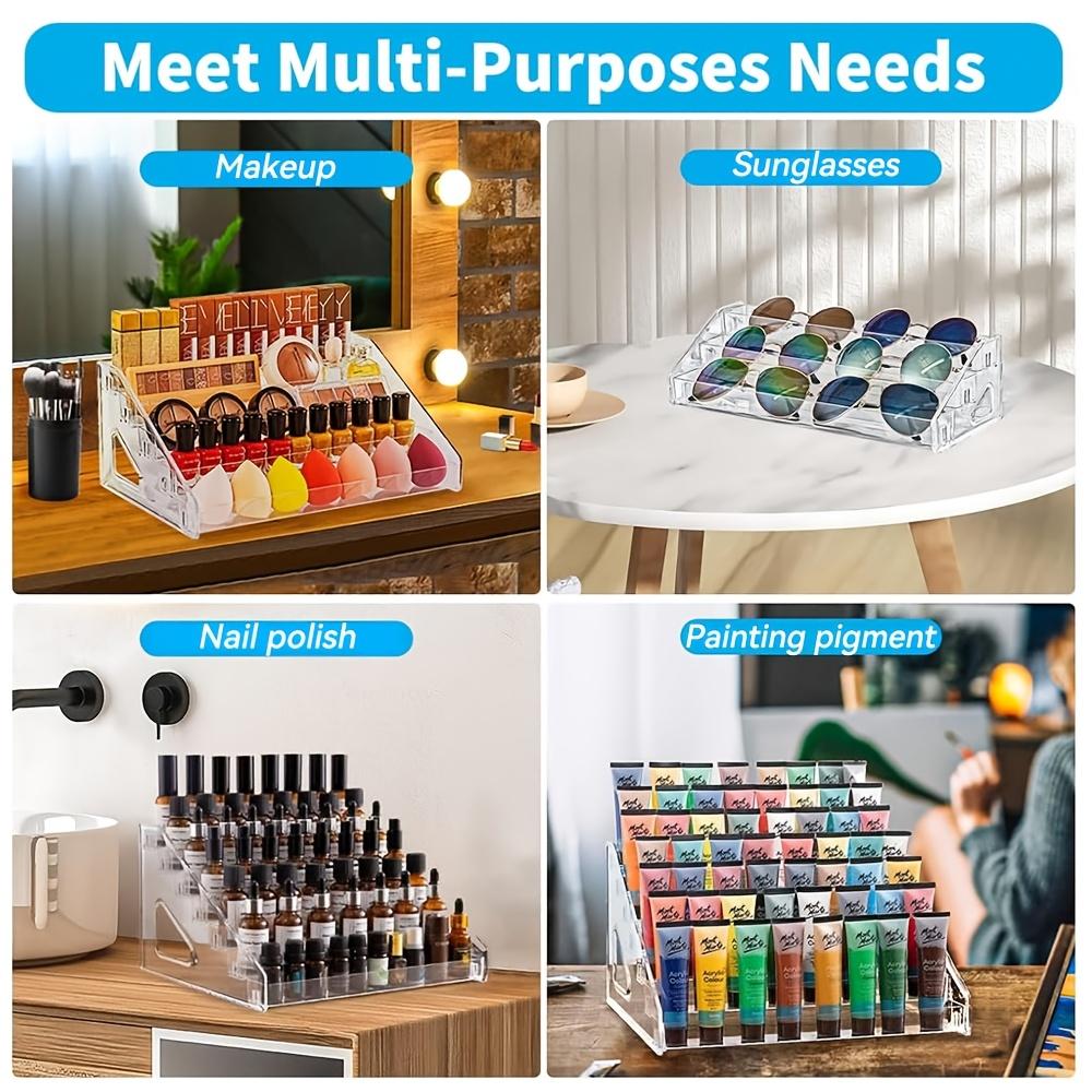 1pc Display Shelf, Desktop Badge Color Paper Diffuse Around The Edge Of The Ladder Transparent Placement Of Grain Standing Card