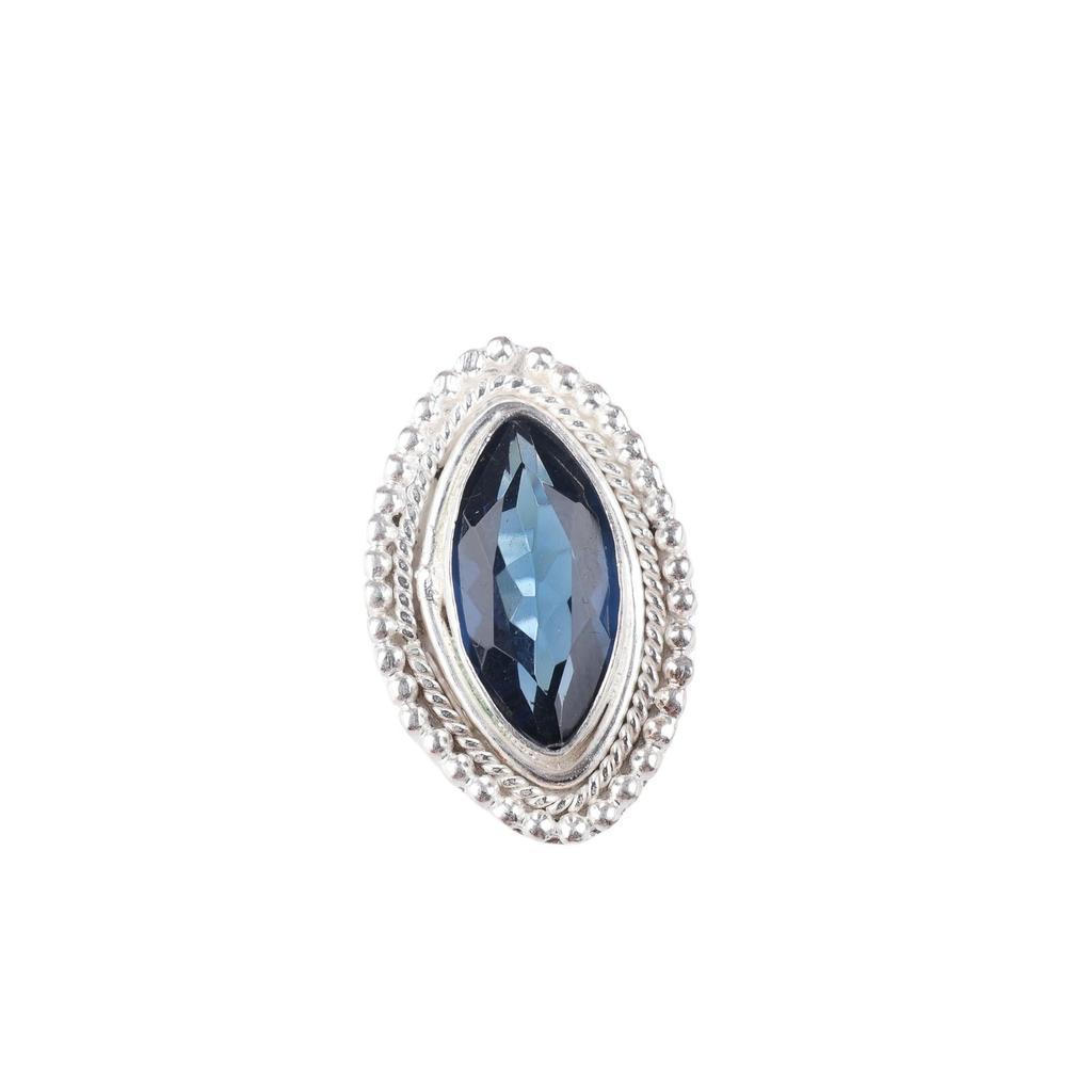 Natural London Blue Topaz Gemstone 925 Sterling Silver Handmade Jewelry Ring RR-26-5