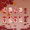 Thanksgiving Press On Nail 24pcs Maple Leaf Themed Short Square Holiday Artificial Acrylic Stick on Nail for Women