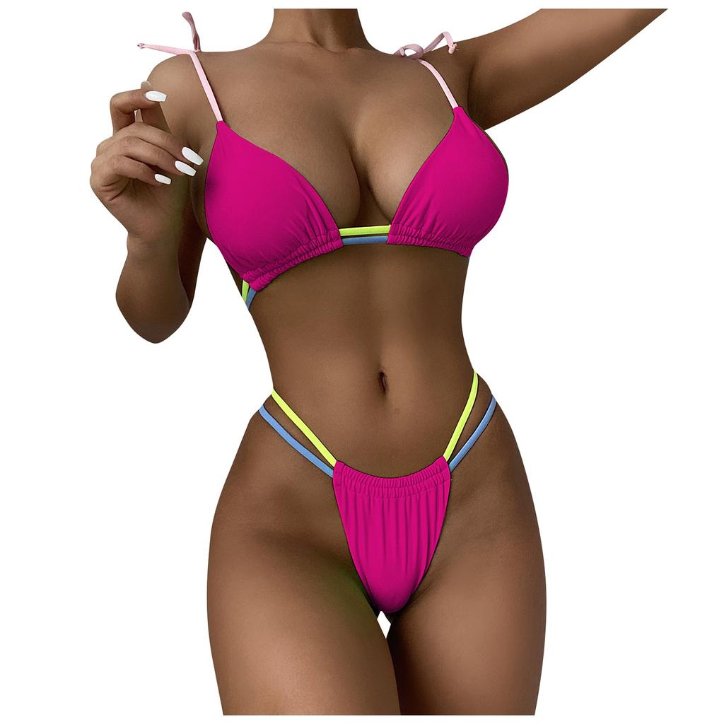 Women's Sexy Fashion Solid Color Strap Bikini Swimsuit