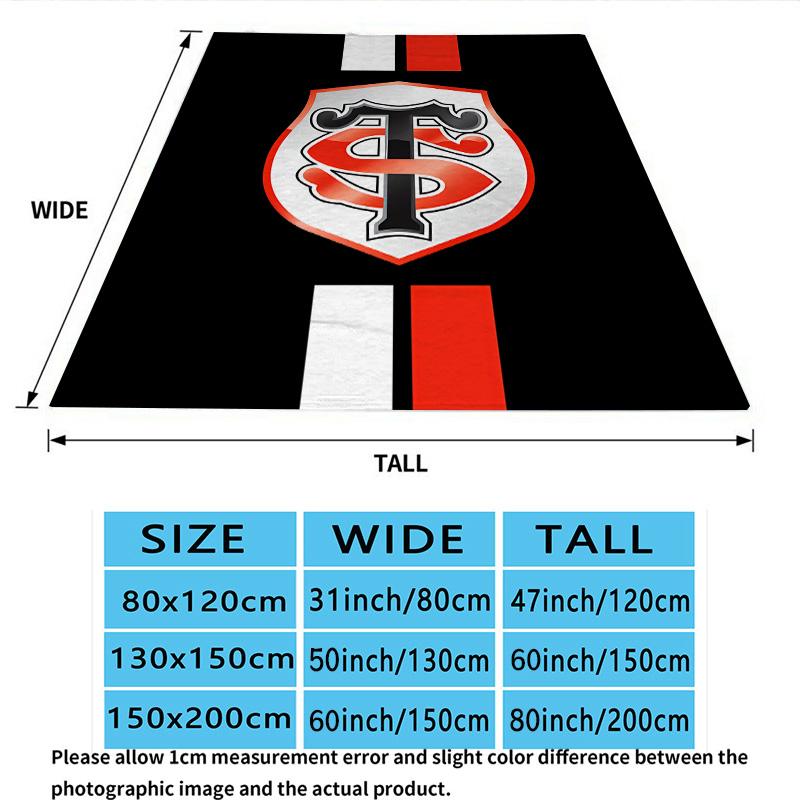 1PC Stade Toulousain Patterned Flannel Blanket Suitable For All Seasons For Home Decor Warmth And Comfort Gifts Holiday Present