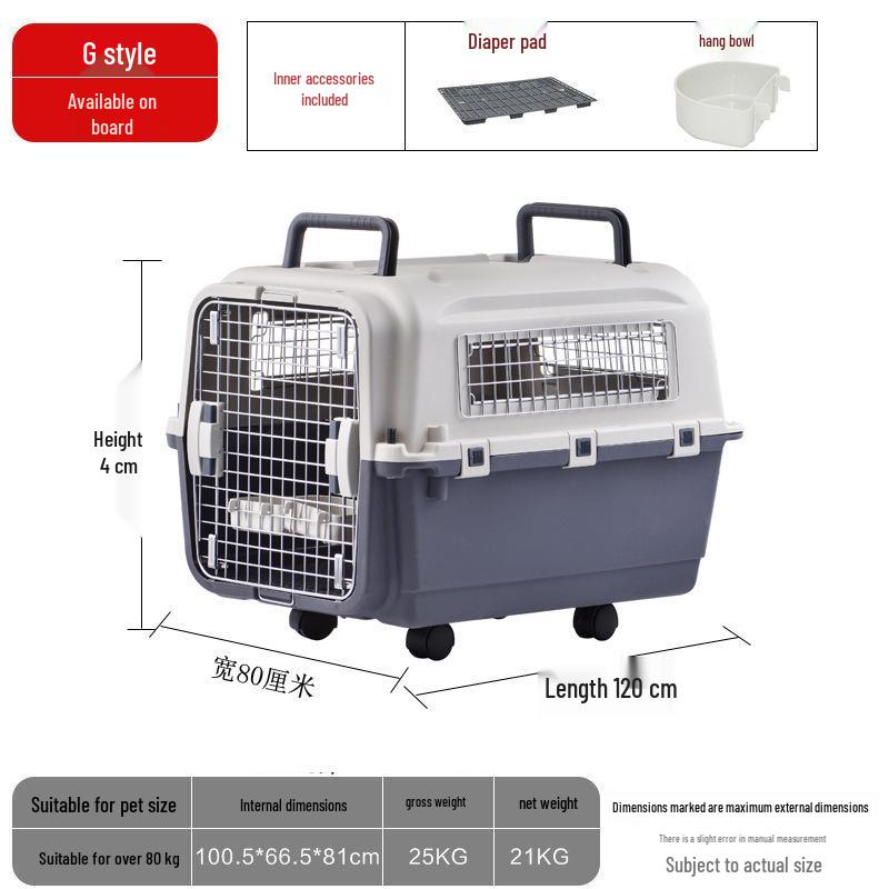 Portable Plastic Pet Carrier for Small/Medium Pets - Detachable Airline-Approved Transport Box