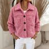 Women's Fashionable Solid Color Long Sleeved Pocket Plush Warm And Loose Casual Short Jacket
