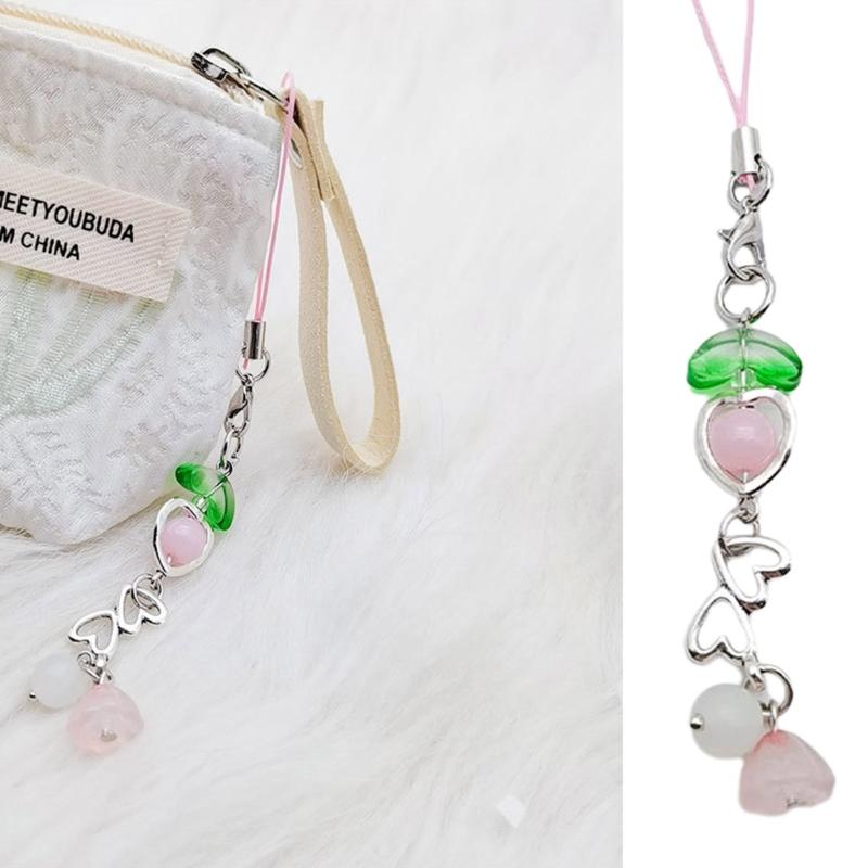 Bowknot Heart Cross Hanging Pendant Sweet Cool Phone Strap Bag Decoration Portable Hanging Lanyard Gift for Girls Women