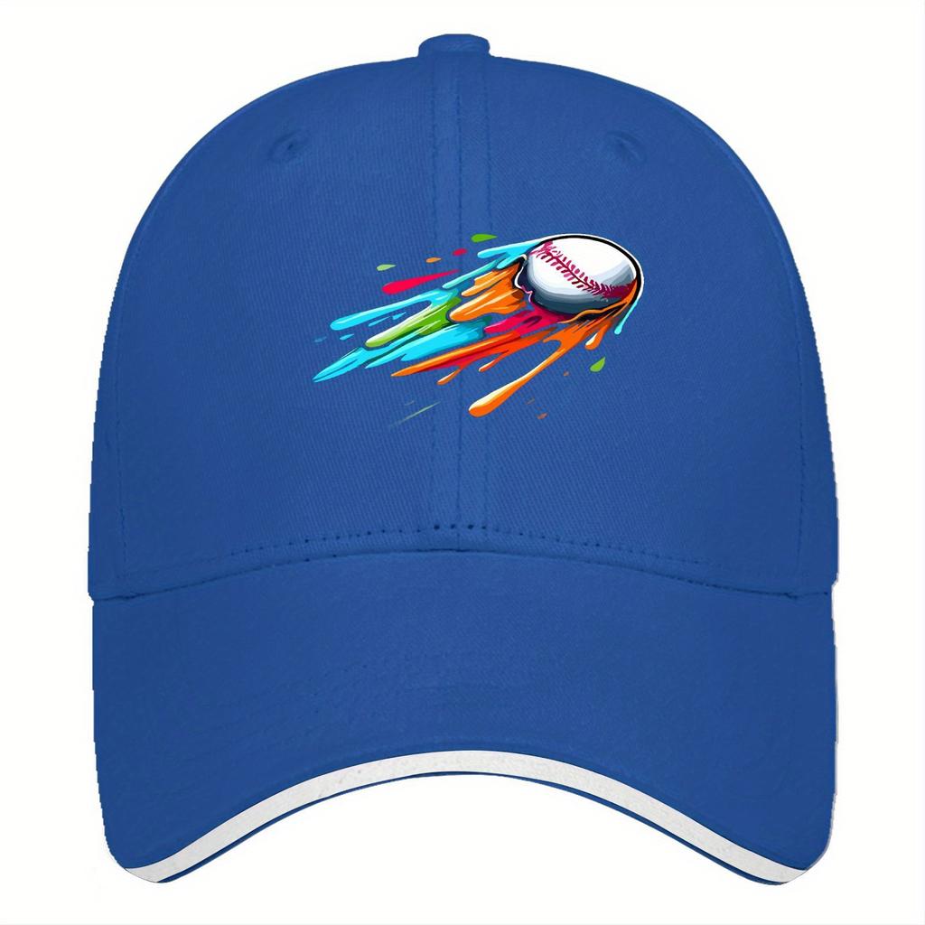 Splashing Baseball Graphic Baseball Cap Polyester Sporty Casual Hat for Baseball Fans Unisex