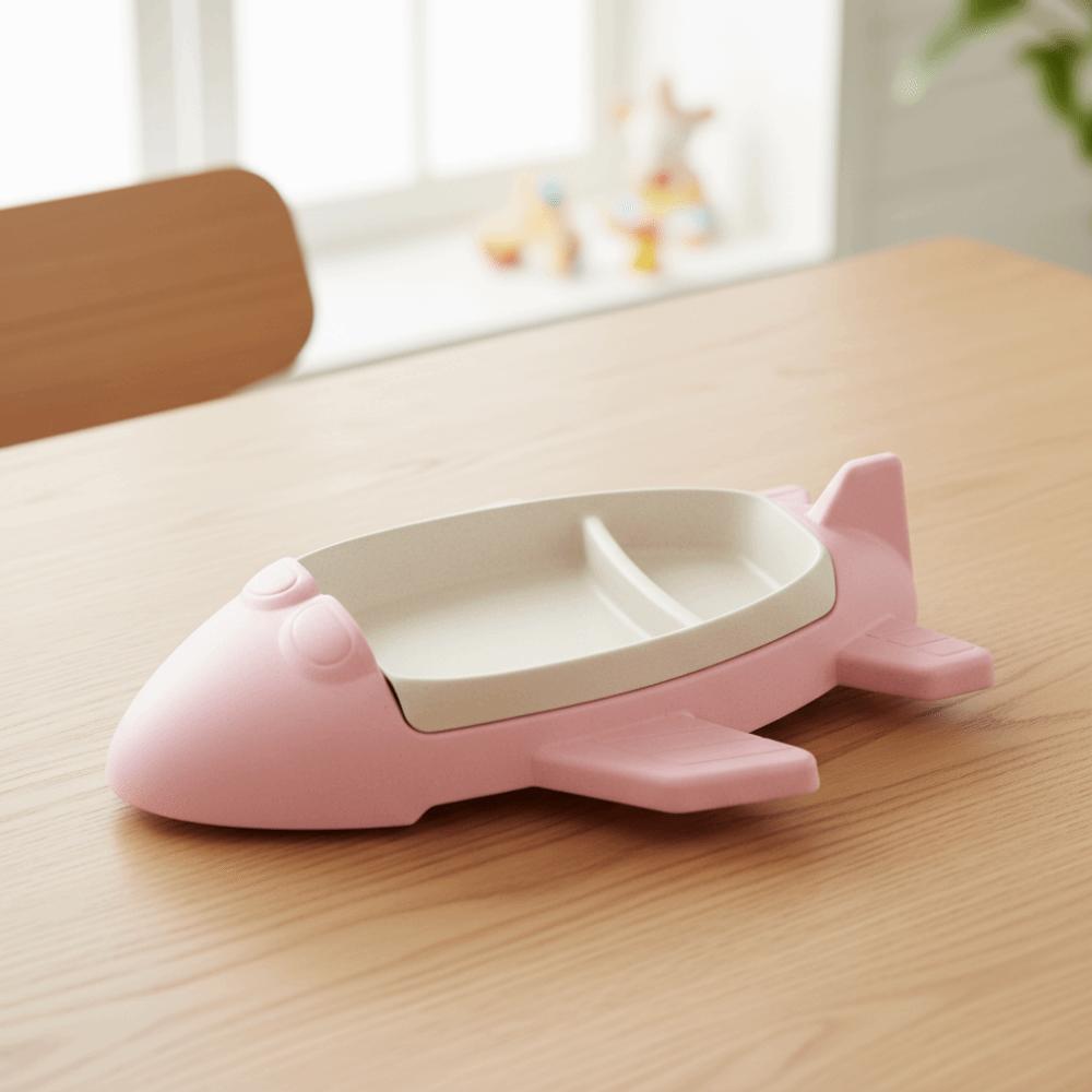 Easy To Clean Cartoon Airplane-Shaped Children's Plate Deepened Divided Dinning Plate Plastic Detachable Food Dish Preschool