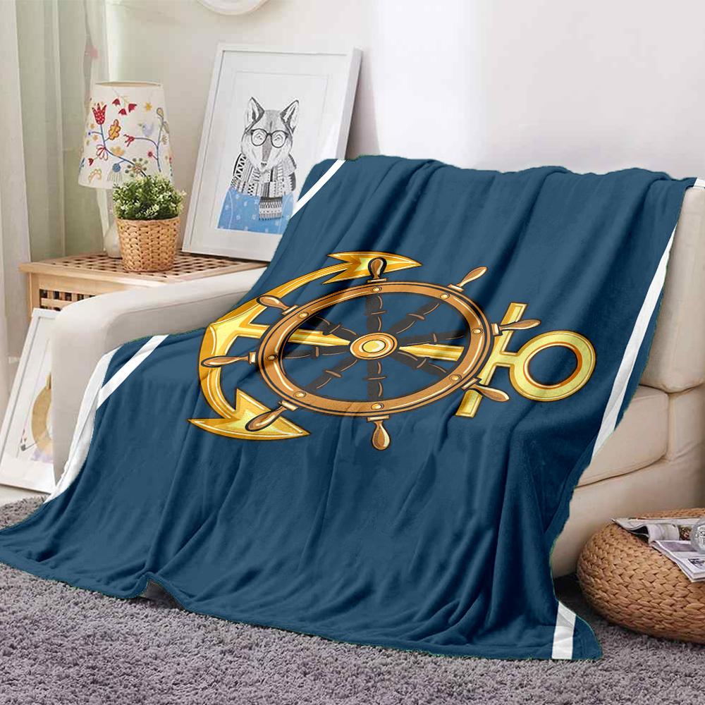 1Pc Nautical Emblem Blanket Soft And Comfortable Casual Warm Camping Travel Christmas Halloween Xmas Gift M928578