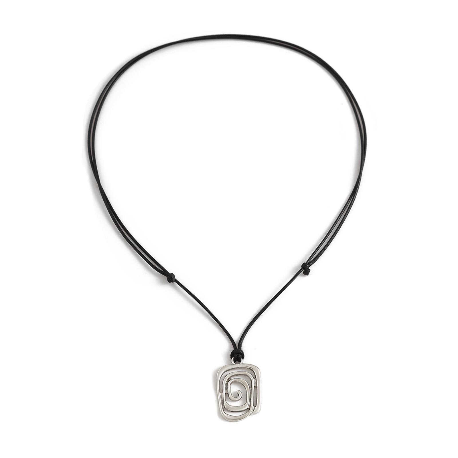 

Регулируемое кожаное ожерелье из веревки с подвеской в виде завитка для модных мужчин и женщин, универсальный модный аксессуар A