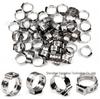 50-Pack 304 Stainless Steel Adjustable Single Ear Hose Clamps, 5.3-33.1mm