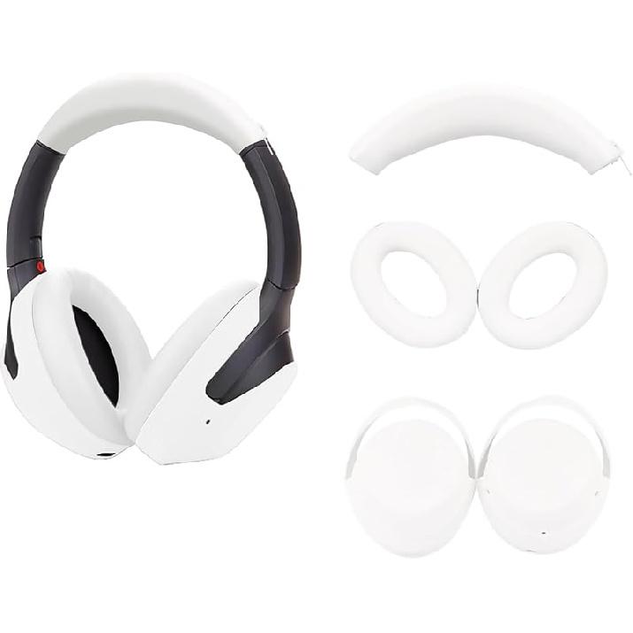 Adhiper 3Sets Silicone Sweat Case Cover for Sony WH-1000XM4 WH-1000XM3 Headphones, Silicone XM4 Earpad Cover/Ear Covers/Headband Cover Protector, белый
