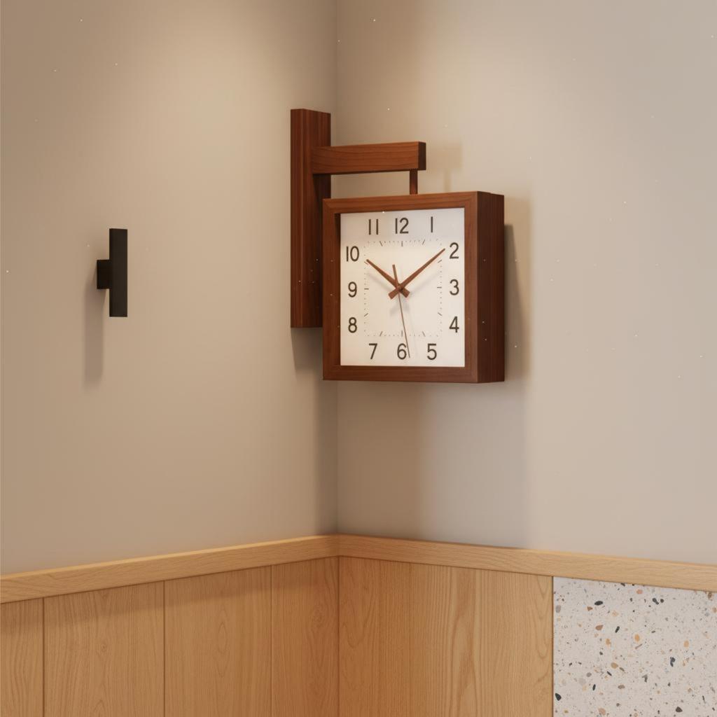 Double-Sided Wall Timepiece Noiseless Movement Two-Sided Hanging Timepiece Home Decor for Living Room, Hallway