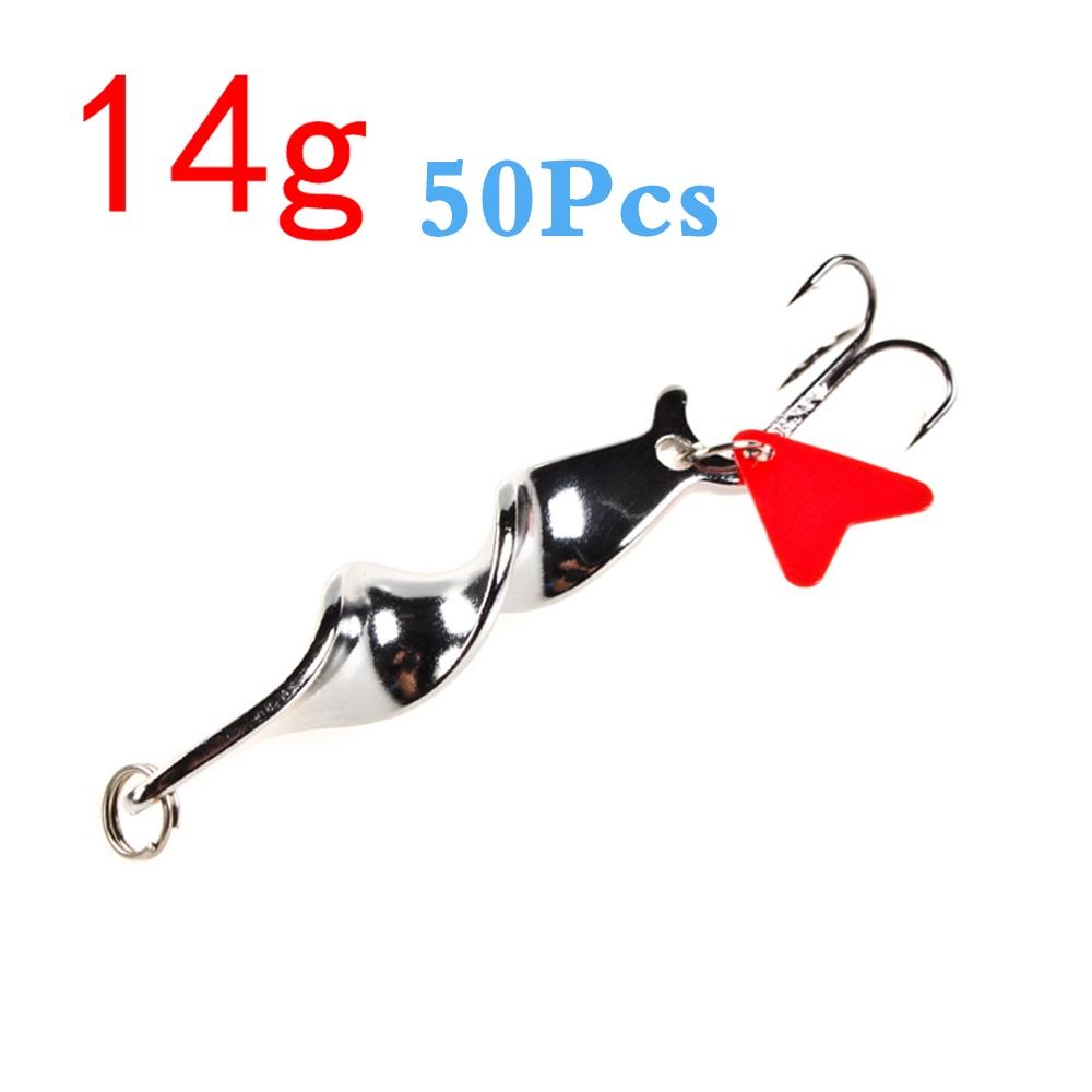 CREEKMOON 50Pcs 360 Degree Rotation Metal Spinner Spoon Fishing Lures Long Shot Trout Hard Bait Sequins Artificial Baits for Fish 10g 14g 21g 28g
