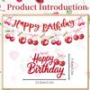 Cherry Birthday Party Decorations - Cherry Themed Banners Decoration Pink Bow Fruit Cake Topper Decor Supplies for Girls Women