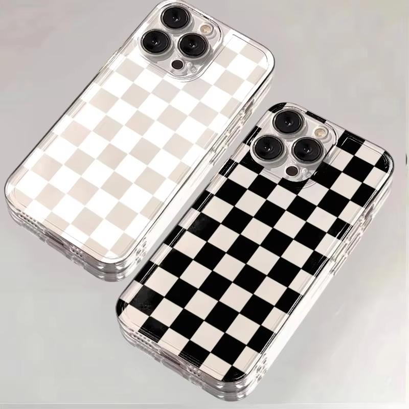 Space Black Plaid Pattern Clear Phone Case For Xiaomi Mi 15 T Pro 14T 13T 12T Mi 17 Pro 15 14 13 12 11 Lite 5G Silicone Cover