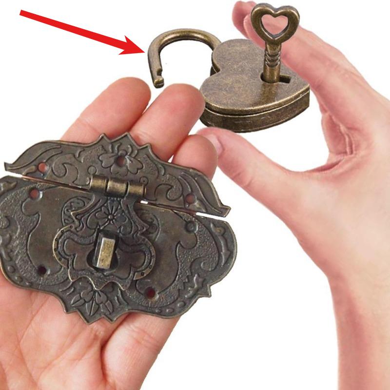 1/2pcs Antique Brass Wooden Case Hasp Vintage Decorative Jewelry Gift Box Suitcase Hasp Latch Hook Furniture Buckle Clasp Lock