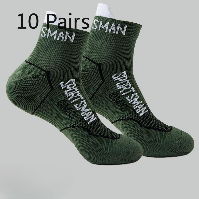 

10 пар мужских весенне-осенних носков для спорта под давлением, с махровым низом, амортизацией, для баскетбола, тенниса, скалолазания, бега 10 pairs армия зеленый