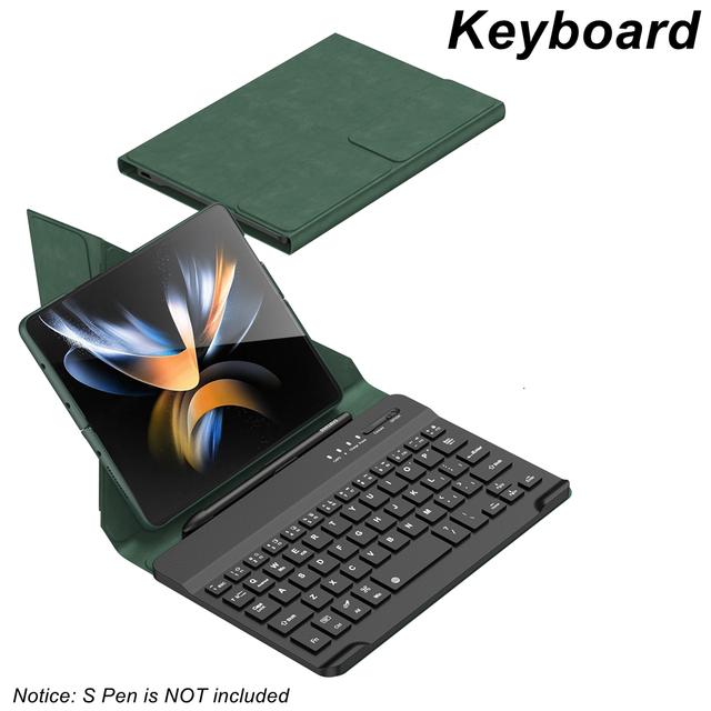

Для Samsung Galaxy Z Fold 4 3 Магнитная беспроводная клавиатура со складной кожаной откидной подставкой S-держатель для ручек с твердым чехлом (Нет S Pen ) NO S Pen