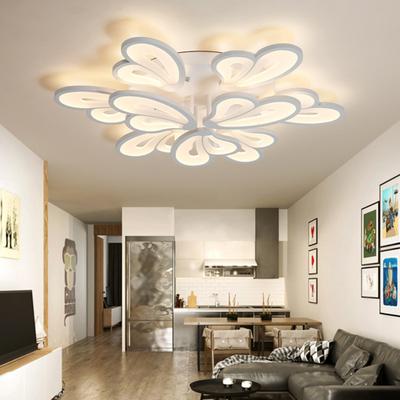 LED Flower Ceiling Light Dimmable Modern Lamp Soft Light Eye Protection Night Light Artistic Heart-shaped Living Room Lighting