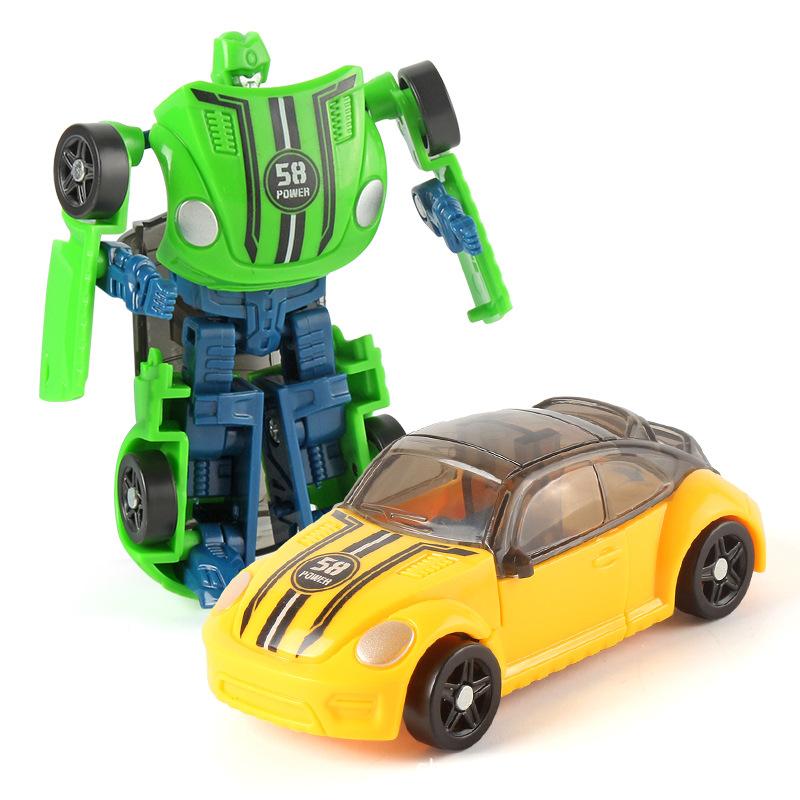 Children's Transforming Toy Car & Robot 2 In 1 Mini Manual Deformation Car Toy Pocket Robot Model Boy's Birthday Gift