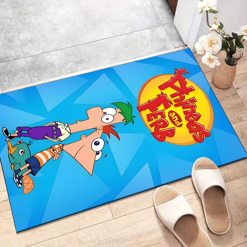 1pc P-Phineas and Ferb Design Printed Area Rug Carpet for Bedroom Living Room Home Decor Rugs Mat Non Slip Mat Rug for Bedside