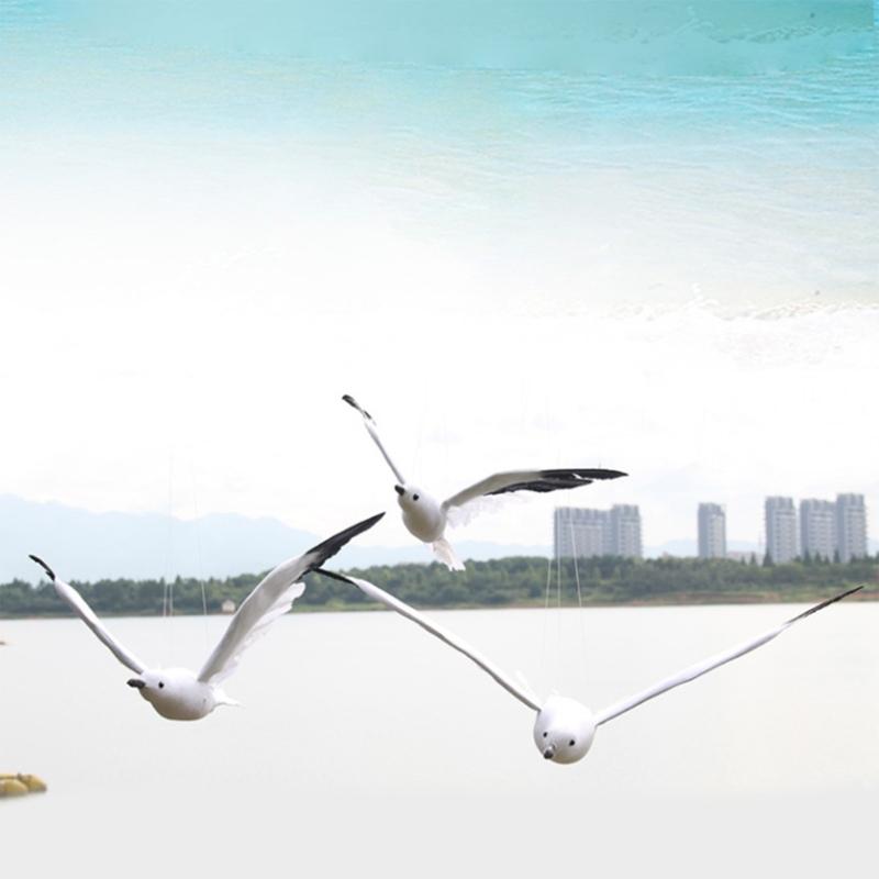 Simulated Feathered Seagulls Bird Sculpture Hanging Garden Ornament For Outdoor Balconies Wedding Parties Decoration