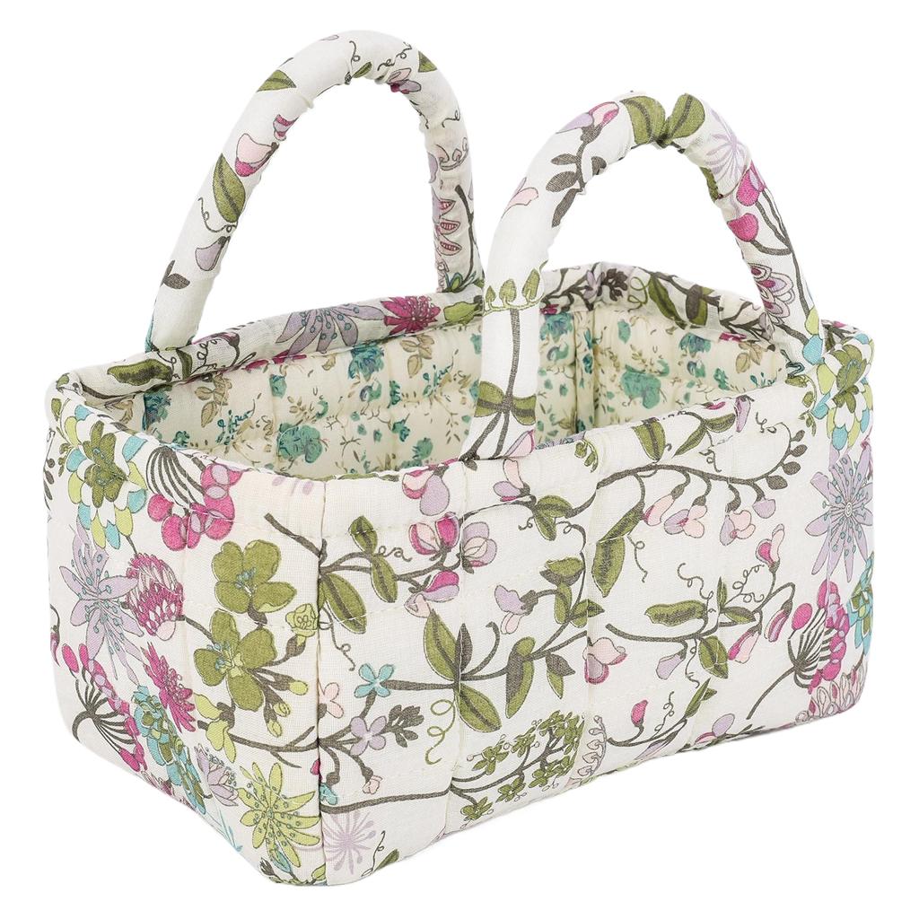 Collapsible Floral Laundry Hamper with Handles Pastoral Style Fabric Storage Basket for Small Apartment Dormitory Closet