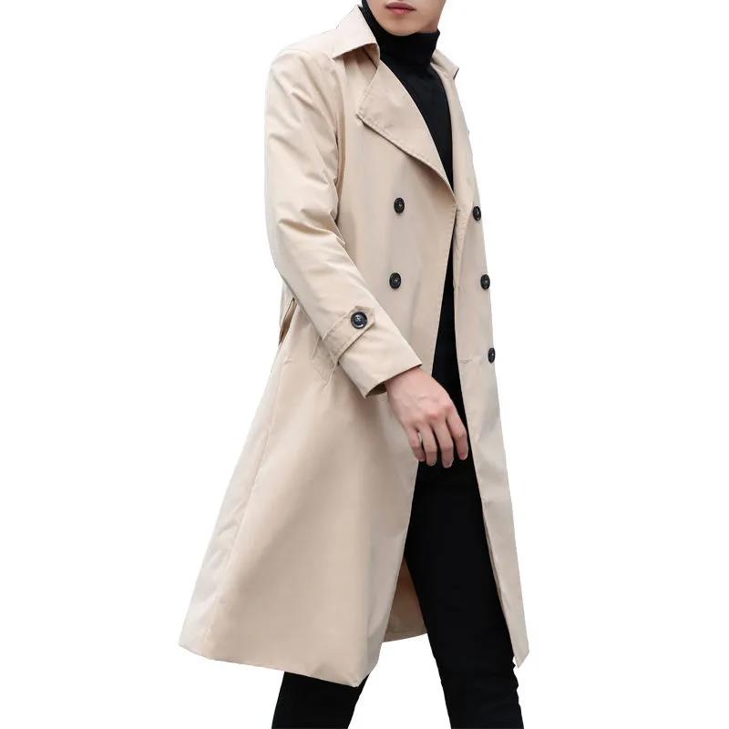 

Осеннее мужское деловое пальто выше колена с воротником-ветровкой, тонкое повседневное удобное новое пальто средней длины M