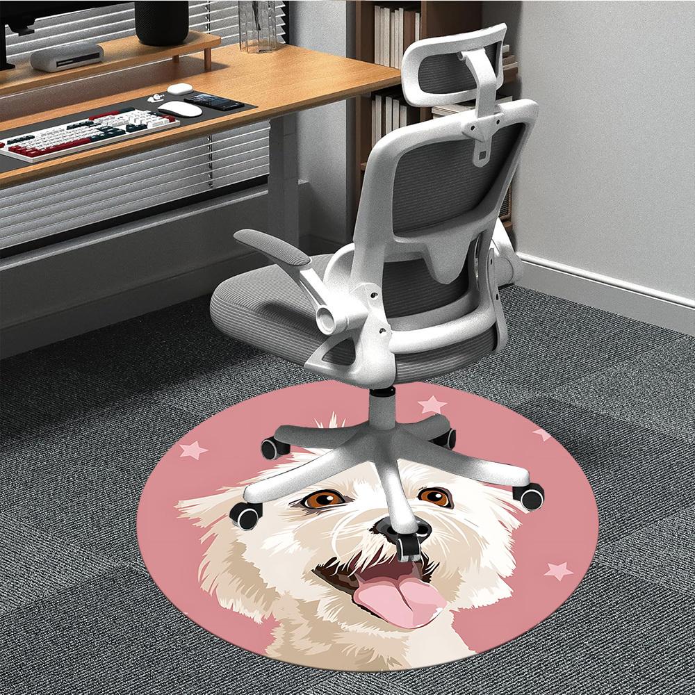 1pc Poodle Pattern Office Round Rug, Non-slip, Soft and Durable Office Rug for Interior Decoration, Perfect for Office,Decoration yy260204022
