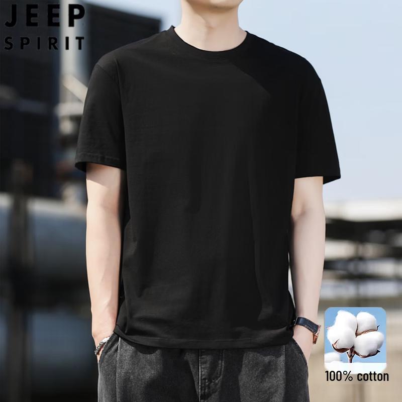 

Мужская однотонная хлопковая футболка с коротким рукавом JEEP SPIRIT L