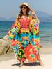 Beach Kaftans for Women Butterfly Printed Plus Size Cover Ups for Swimwear Maxi Dresses Summer Holiday Bathing Suits
