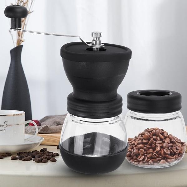 Manual Coffee Been Mill Stainless Steel Handle Coffee Grinder with Storage Glass Jar LS