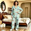 Unisex Casual Long Sleeve Pajama Set with Pants for Home Loungewear