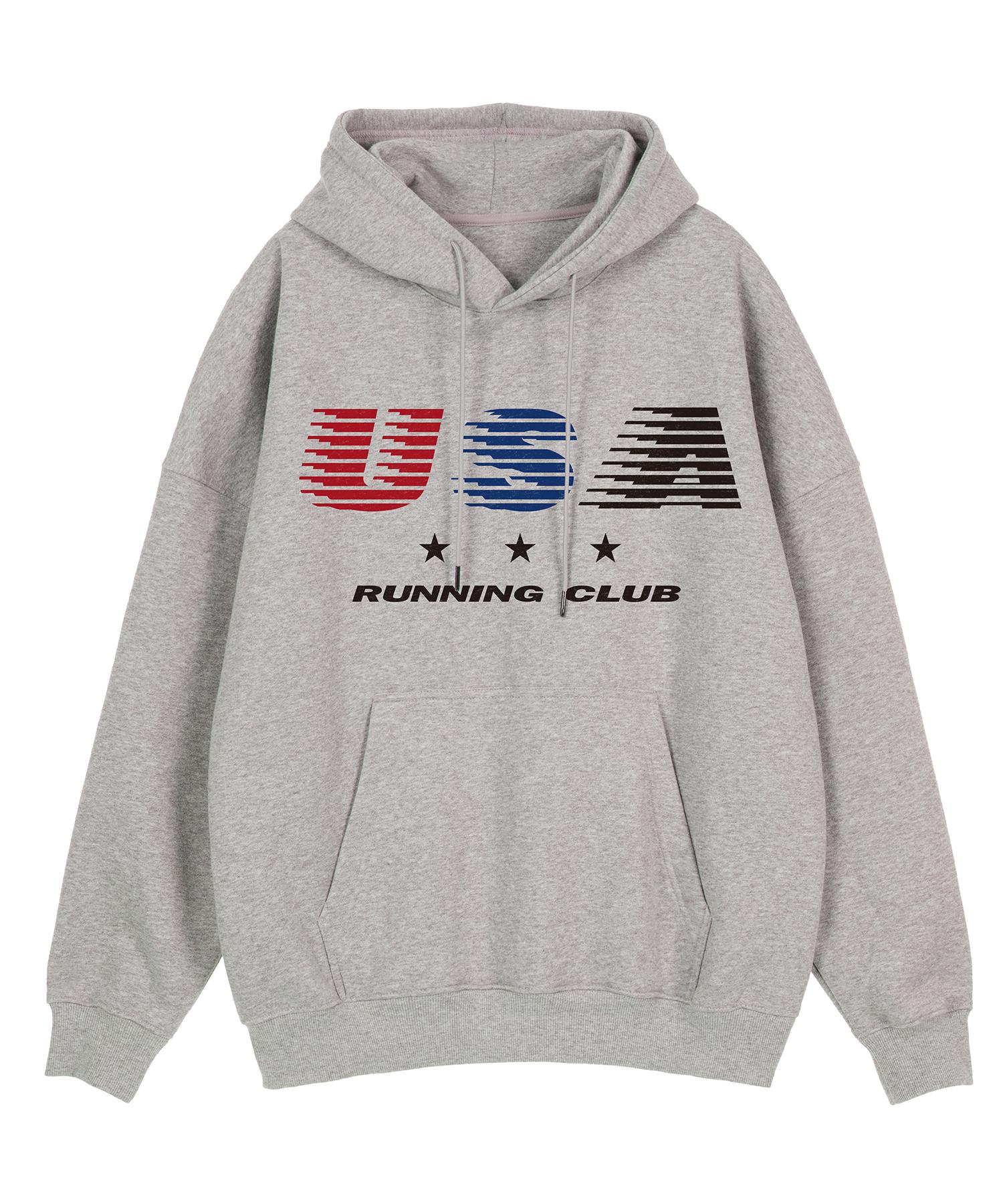 Biel Usa Running Hoodie Grey L (Add Fleece)