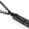 I Love You Letter Print Chain Couple Necklace Stainless Steel Square Bar Pendant Party Necklace Jewelry Accessories