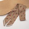 Brown Camellia Retro French Silk Scarf Headband Streamer Hair Tie