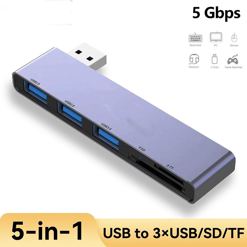 

5 в 1 USB Type C HUB Высокоскоростной USB 3.0 OTG адаптер-сплиттер Многопортовый кард-ридер USB SD TF-порты Док-станция для мыши Клавиатура U-диск