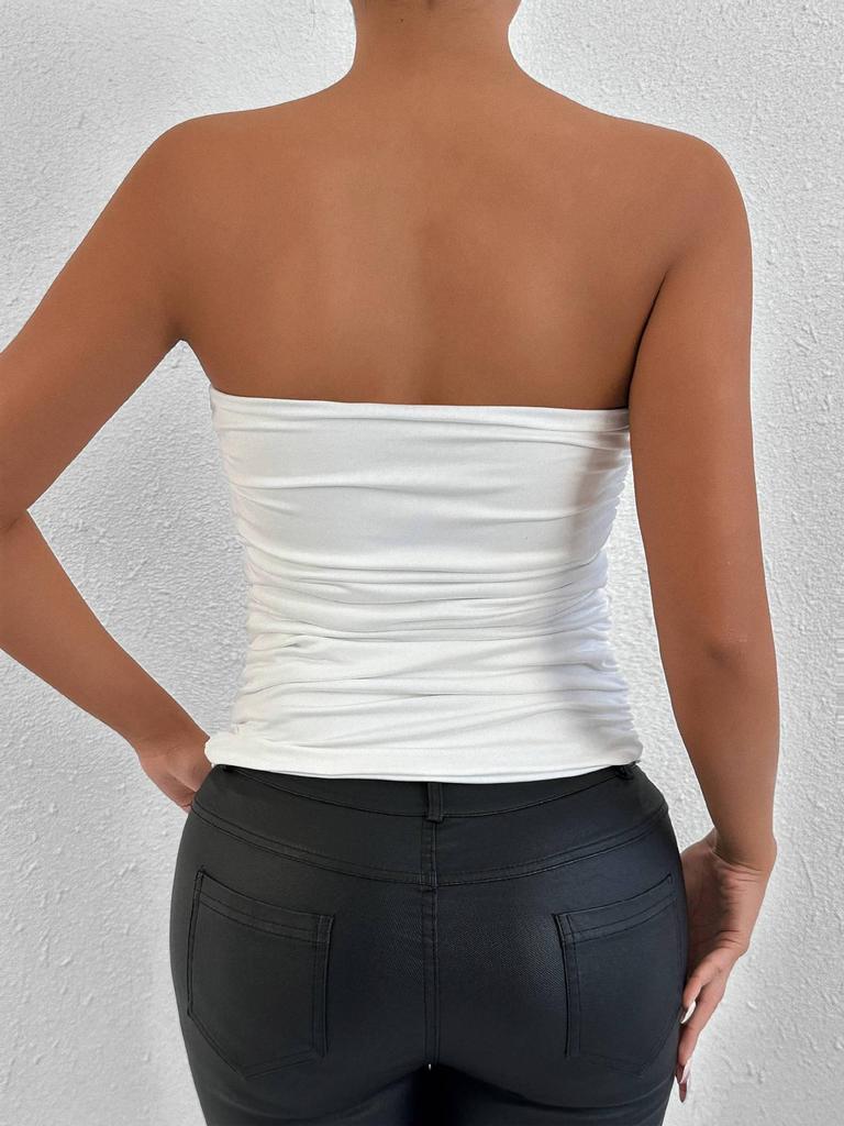 Summer Bestseller: Women's Sexy Solid Color Slim Fit Bandeau Top - Super Short Spicy Girl Style