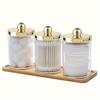 Qtip Holder Bathroom Organizers and Storage Box Cotton Swab Dispenser Cotton Ball Holder with Tray Jars Bathroom Containers