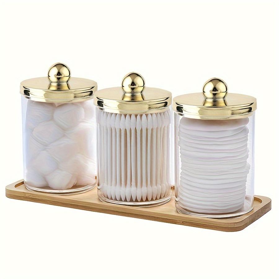 Qtip Holder Bathroom Organizers and Storage Box Cotton Swab Dispenser Cotton Ball Holder with Tray Jars Bathroom Containers