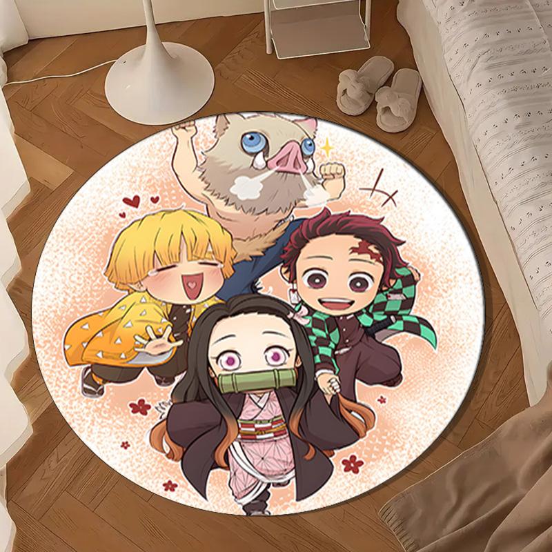 Chibi Characters Demon Round Mat, Anti-slip Circle Carpet Chair Rug For livingroom,Bedroom, Doormat Home Decor Gift Christmas Gifts