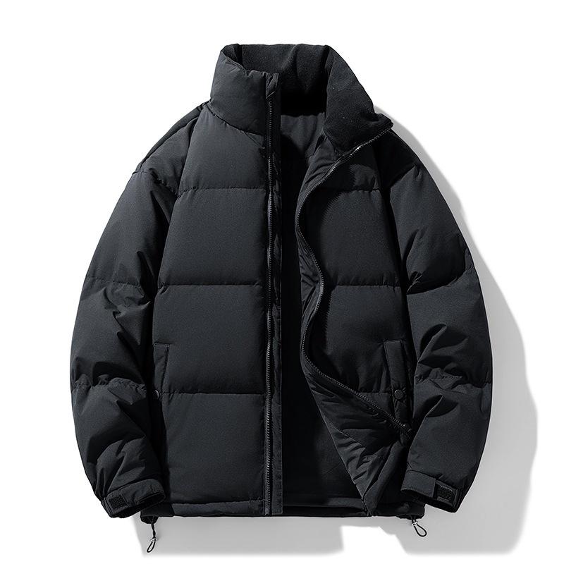 

2025 флисовая утолщенная куртка больших размеров осень и зима мужская среднего возраста однотонная повседневная теплая куртка с капюшоном рубашка топ 2XL матовый черный