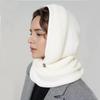 2 In 1 Knitted Hooded Scarf Solid Color Winter Crochet Beanie Hat New Neck Collar Hat  for Women