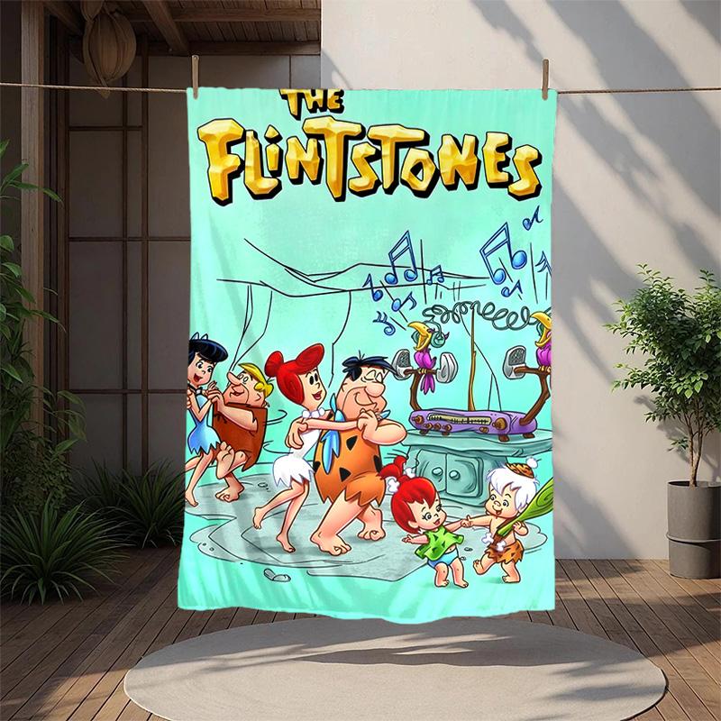 Flintstones Flannel Blanket Soft Warm All-Season Throw, Design for Camping, Car Travel, Hiking Sofa, Bed, Office Perfect Gift for Parties