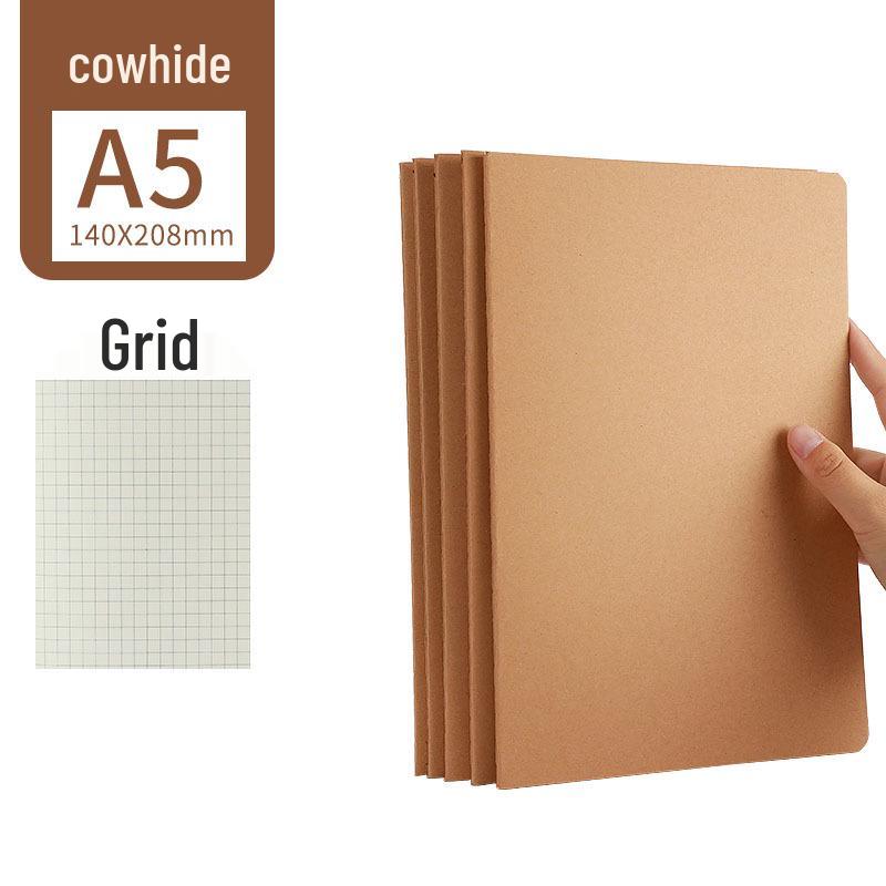 16k Simple Cowhide Paper Stitched A4 Large Lined B5 High School Blank English Grid Notebook